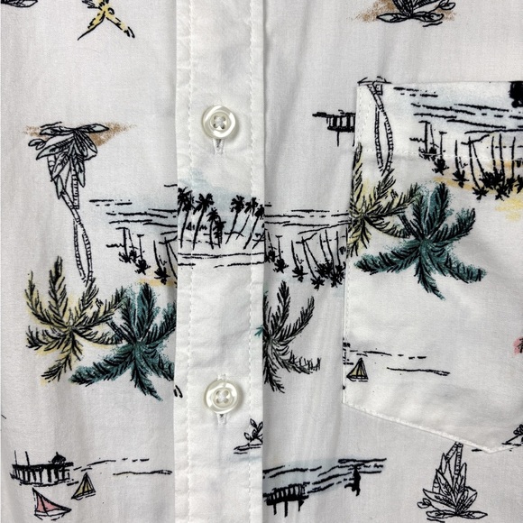 Old Navy Button Up Mens XL Hawaiian Shirt Linen White Resort Wear Island Vibes - Picture 8 of 10